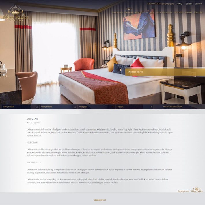 Antalya'da faaliyet gösteren ve otel tasarım konseptiyle göz dolduran Mary Palace Hotel