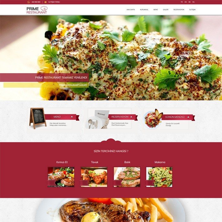 İştah açıcı renkler ve görsellerle donatılmış, tüm temel sayfalar oluşturulmuş Prime adlı web site teması Restaurant / Bar / Cafe kategorisinde yayınlanmaktadır.