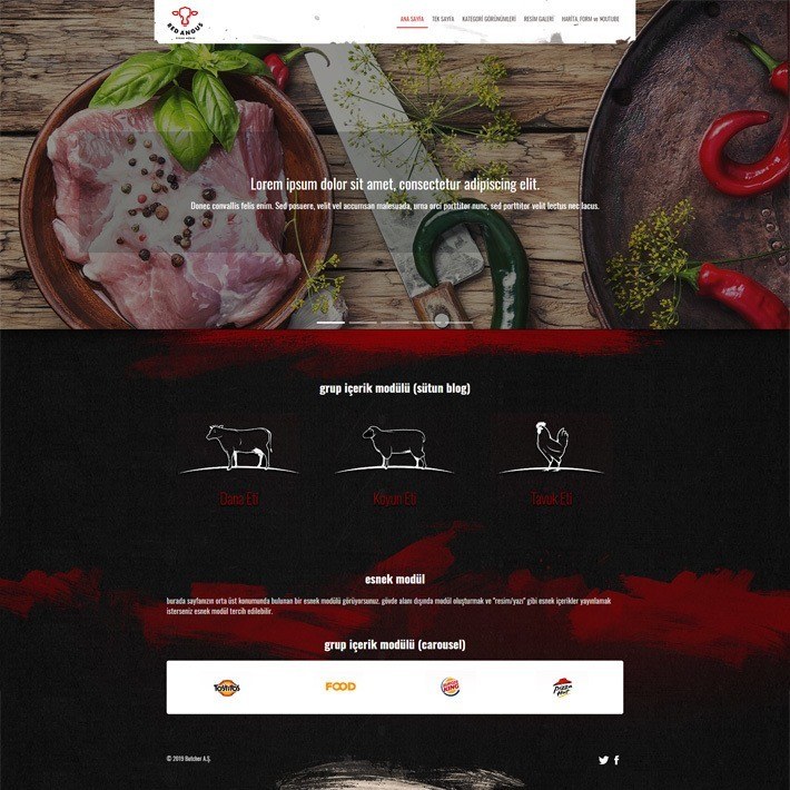 Butcher adlı website temaları, kasap, şarküteri, steak house gibi Gıda sektöründe hizmet veren firmalar için kullanılabilir.