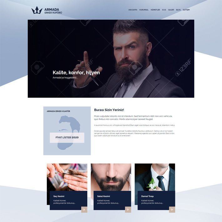 Armada adlı web sitesi teması Erkek kuaförü, Kişisel Bakım / Kozmetik kategorisinde yayınlanmaktadır. Özellikle kuaför ve güzellik salonları gibi hizmet sektörü için uygun bir temadır.