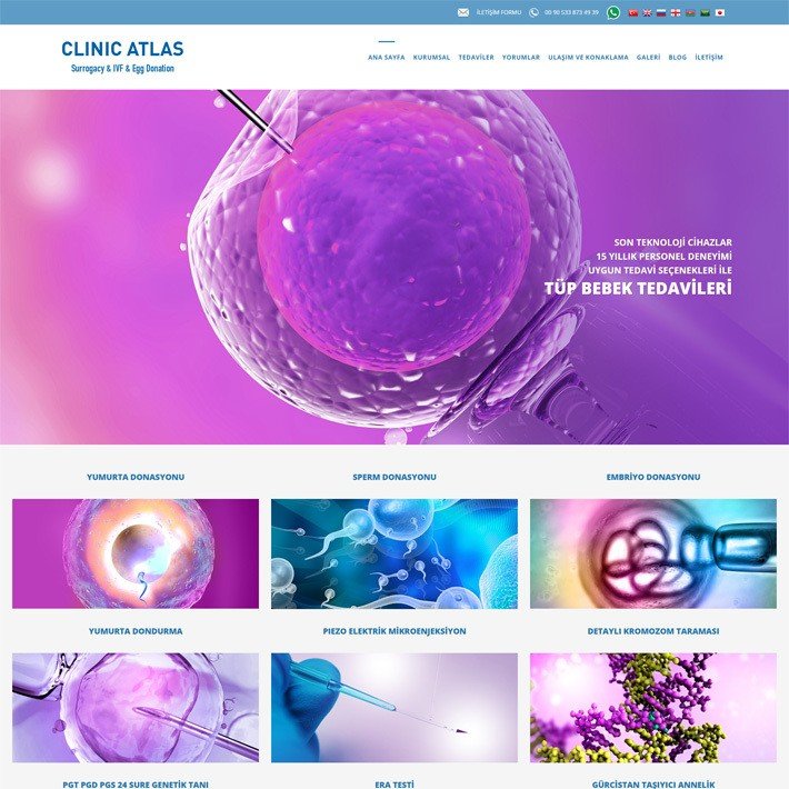 Gürcistanda hizmet veren Atlas Tüp Bebek Merkezi için hazırladığımız web sitesi projemiz