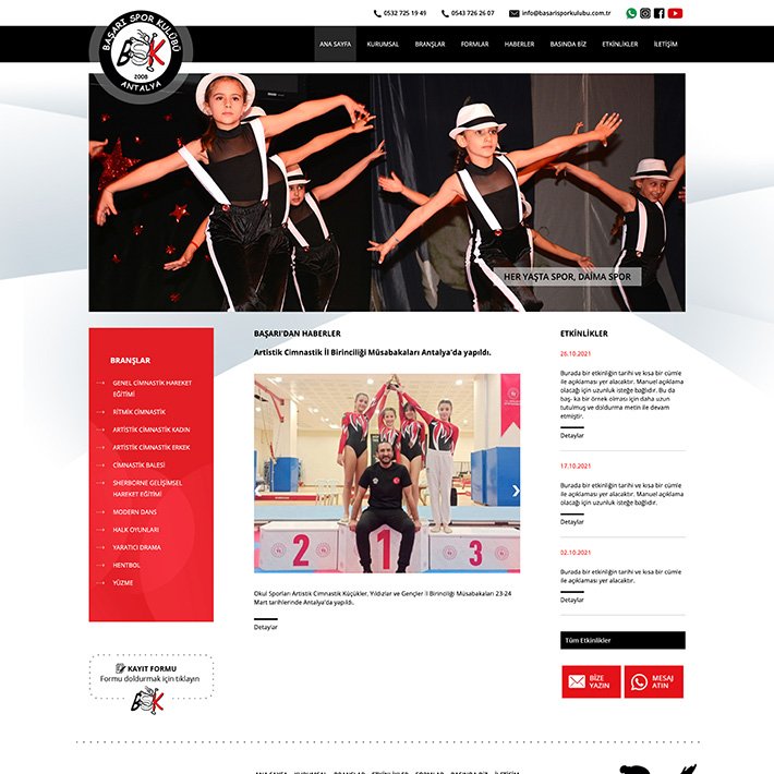 Başarı Spor Kulübü adlı web tasarım referansımız eğitim öğretim ve jimnastik kategorisinde yayınlanmaktadır.