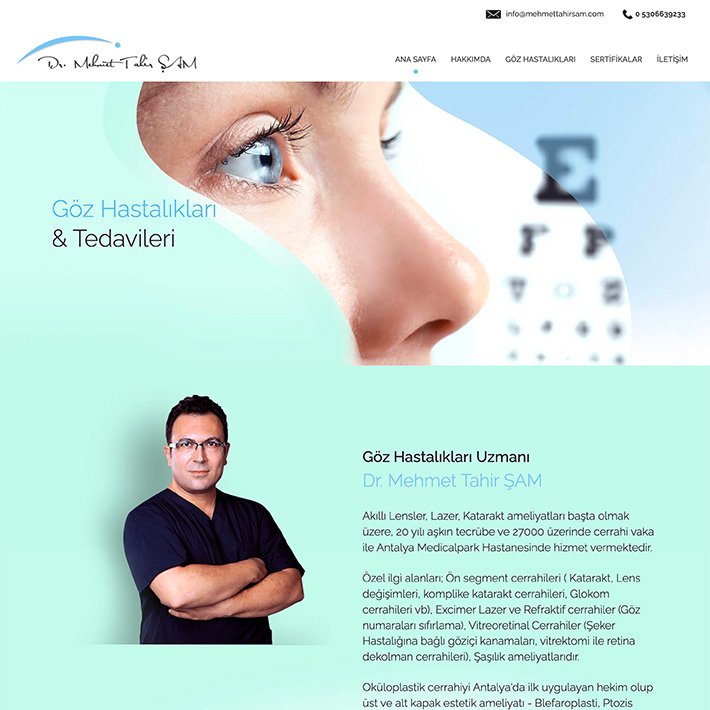 Göz Doktoru Mehmet Tahir Şam adlı web tasarım referansımız sağlık kategorisinde yayınlanmaktadır.