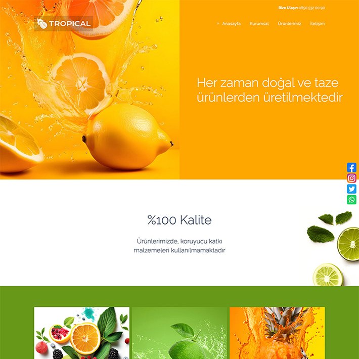 Tropical adlı web tasarım şablonu gıda sektörü / ürün tanıtımları kategorisinde yayınlanmaktadır.