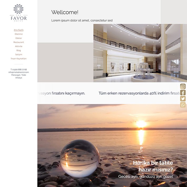 Favor adlı web tasarım şablonu hotel, mimarlık, inşaat kategorisinde yayınlanmaktadır.