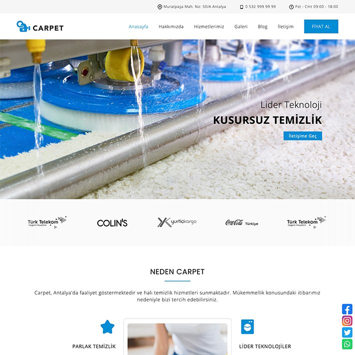 Carpet Tema adlı web tasarım şablonu halı yıkama kategorisinde yayınlanmaktadır.