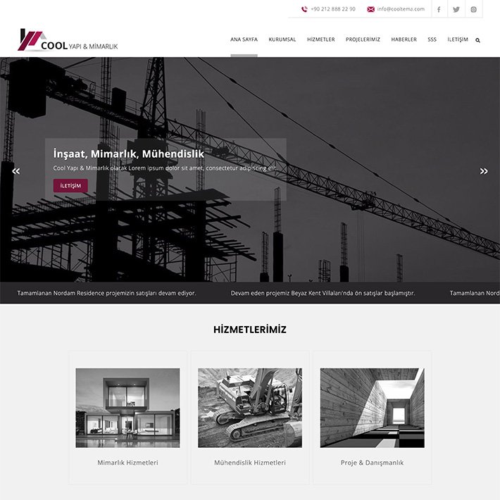 Cool Tema adlı web tasarım şablonu inşaat yapı mimarlık kategorisinde yayınlanmaktadır.