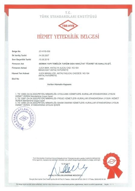 Hizmet Yeterlilik Belgesi