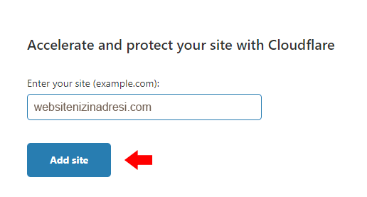 cloudflare alan adını eklemek