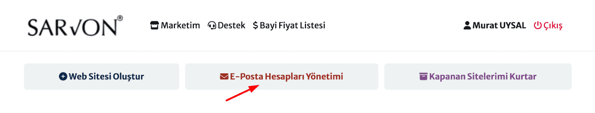 3 yönetim panelinizde eposta hesapları yönetimi