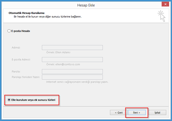Outlook 2013 E-posta Hesabı Kurulumu 3