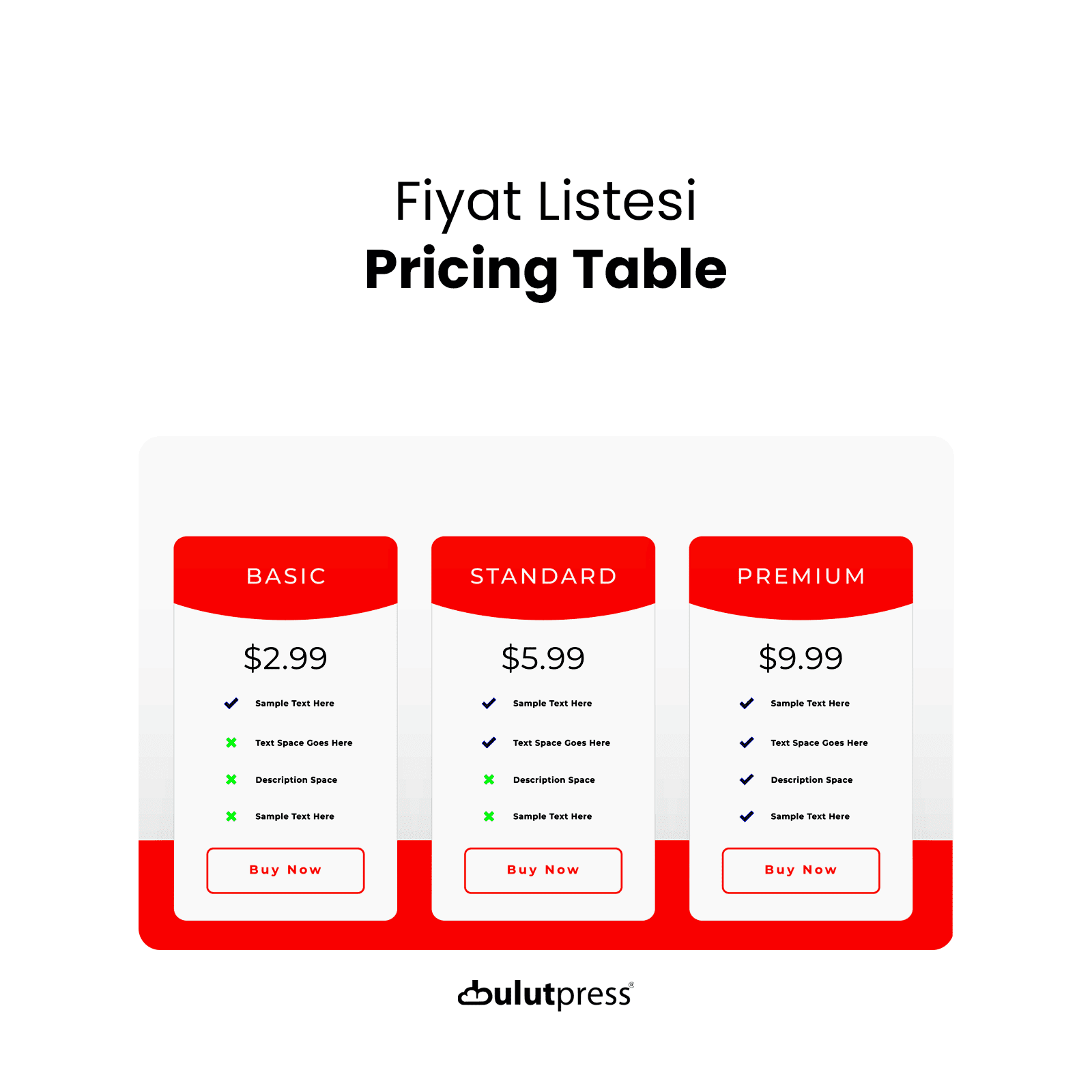 Fiyat Tablosu Pricing Table Kare Logo
