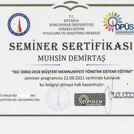 ISO 10002 Eğitim Sertifikası
