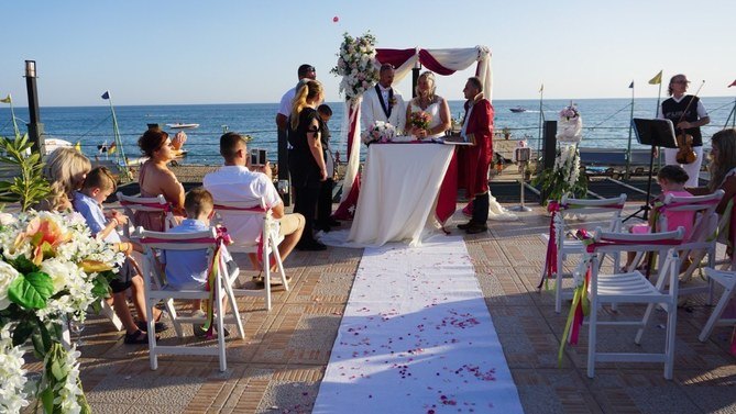 Civil marriage next to sea in Antalya Turkey