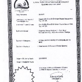 İl Gıda, Tarım ve Hayvancılık Müdürlüğü İşletme Onay Belgesi