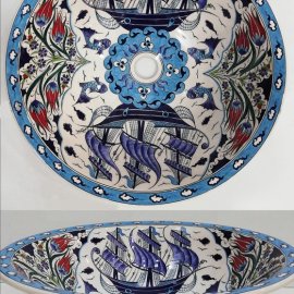 el yapımı desenli çini lavabo cap 45cm lv7