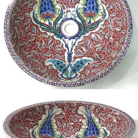 el yapımı desenli çini lavabo cap 45cm lv10