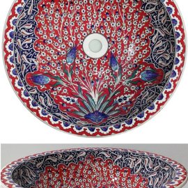 el yapımı desenli çini lavabo cap 45cm lv13