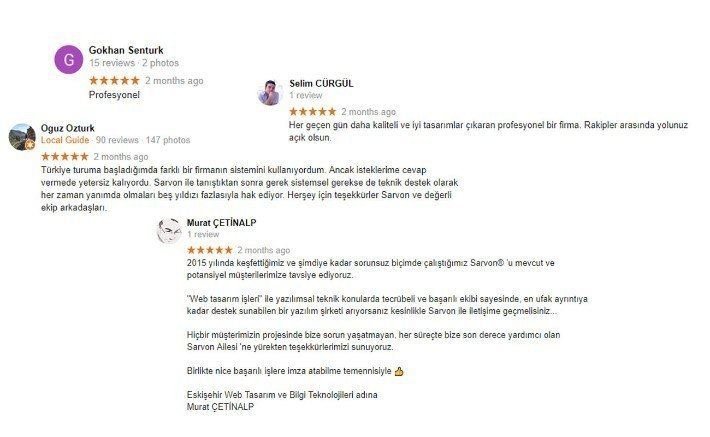 Google Yorumları Sarvon