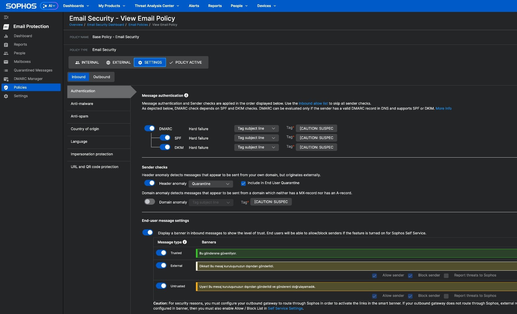 E-Mail Gateway Policy