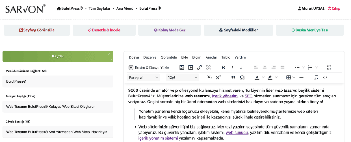 içerik yönetim sistemi ekran görüntüsü