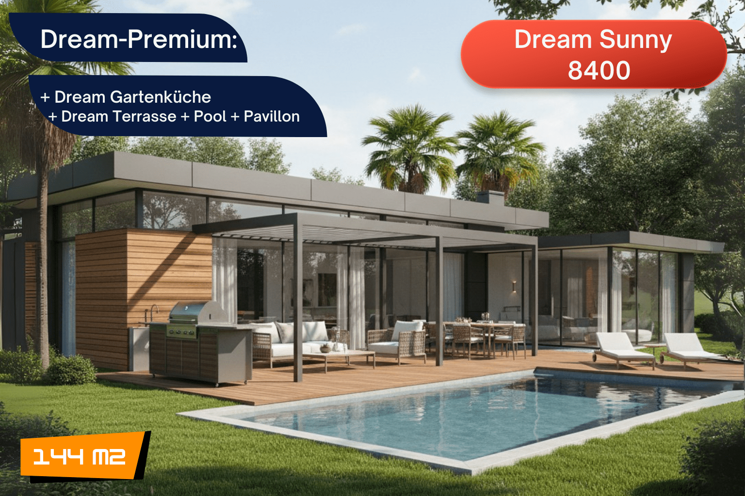 Premium-Paket Dream Premium 1440 + Dream Gartenküche + Dream Ter