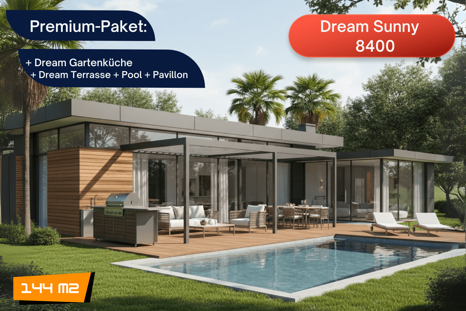 Premium-Paket Dream Premium 1440 + Dream Gartenküche + Dream Ter