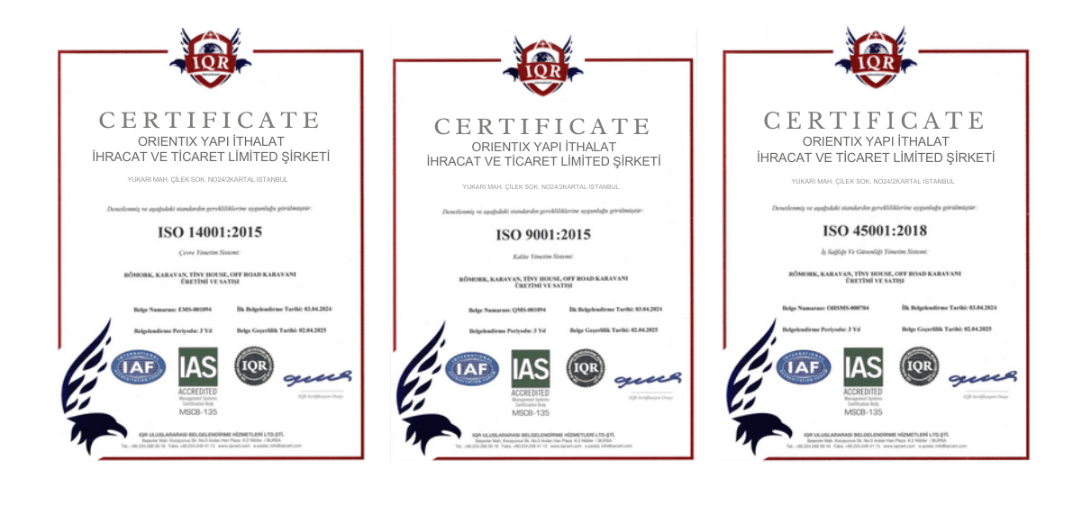 CERTIFICATE ORIENTIX YAPI İTHALAT İHRACAT VE TİCARE