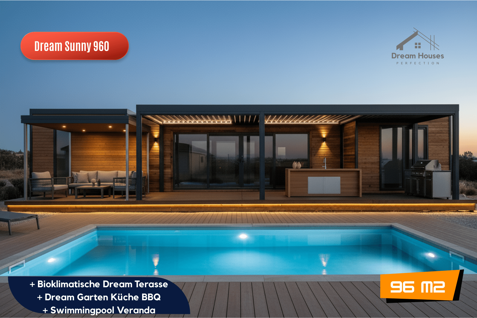 + Bioklimatische Dream Terasse + Dream Garten Küche Bbq + Swimmi