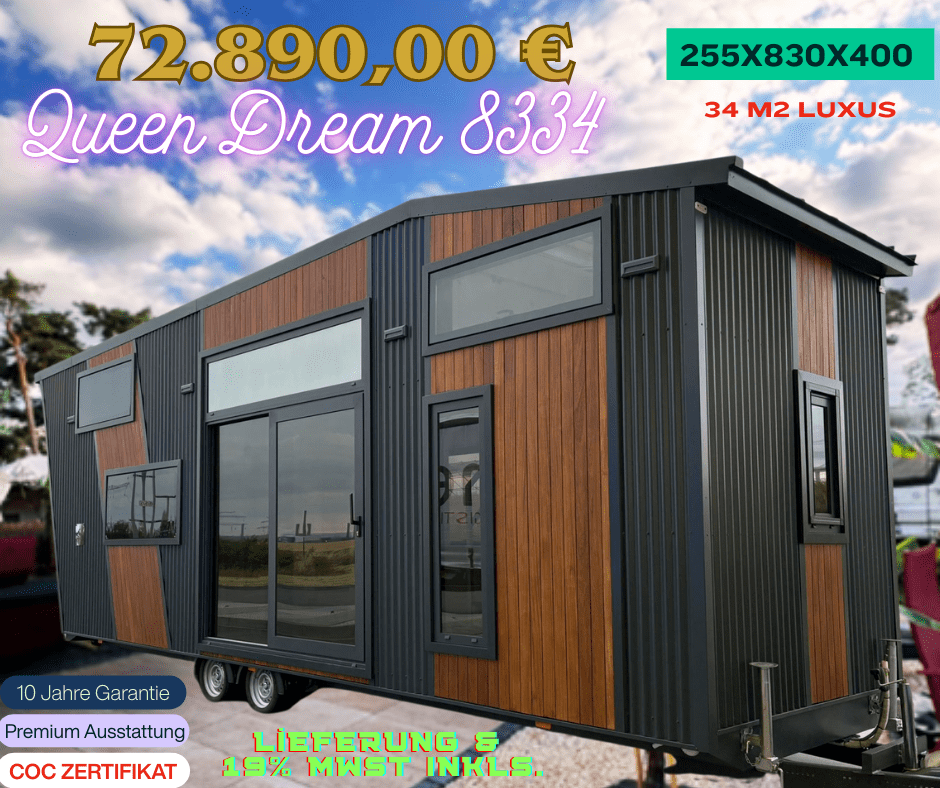 Queen Dream 8334 Luxus 34 m2 mit COC Zertifikat sofort Verfügbar. Für AirbnB Business.