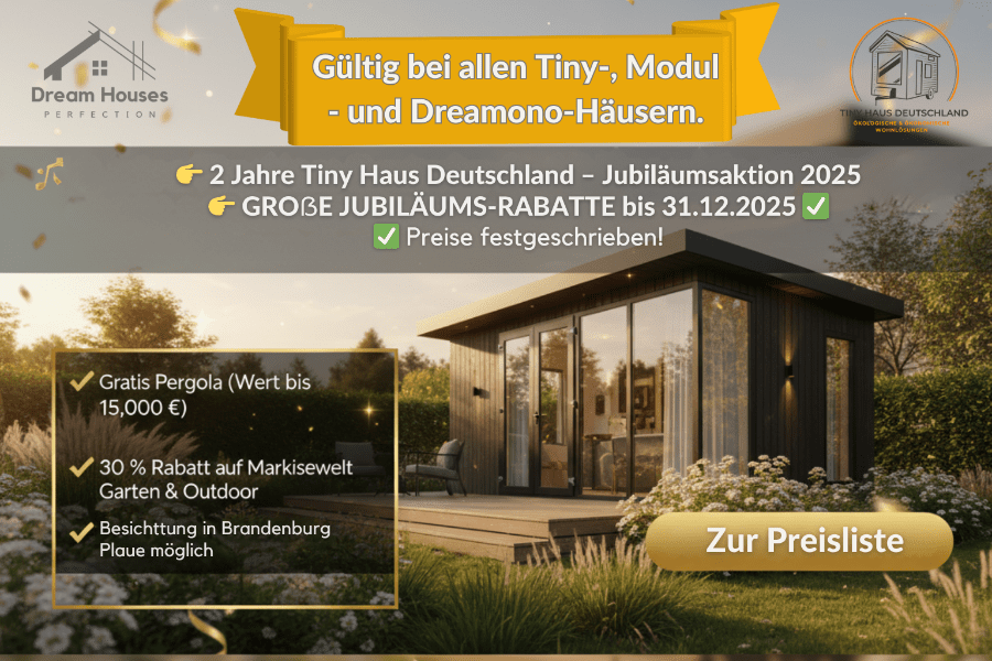 2 Jahre Tiny Haus Deutscland - Jubäiumsaktion 2025 Grobe Jubläum
