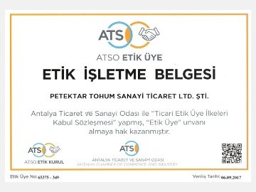 Eti̇k İşletme Belgesi̇