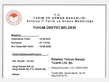 Tohum Üretici Belgesi