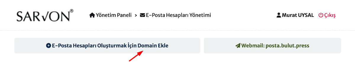 4 eposta hesabı için domain ekle