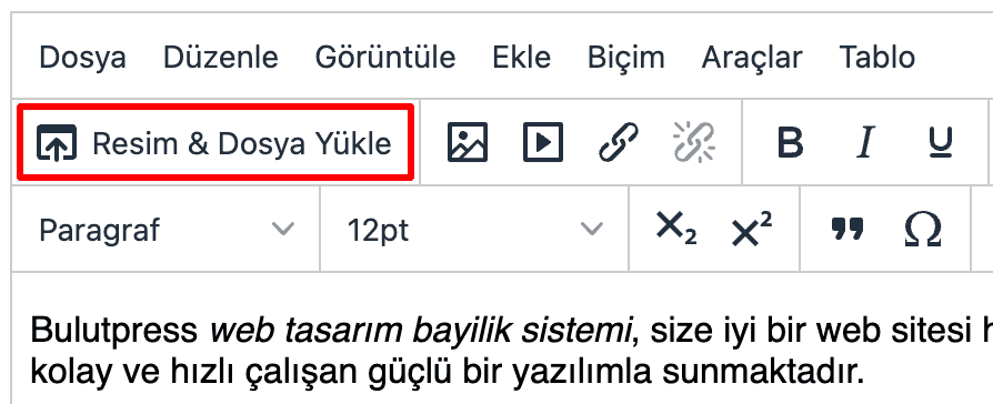 1 resim ve dosya yükle düğmesine basın