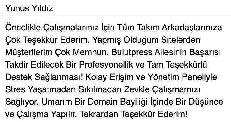 yunus yıldız memnuniyeti