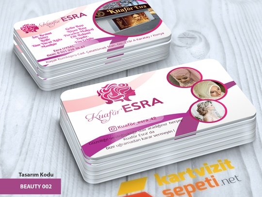 Pembe Şık Bayan Kuaförü Kartvizit Tasarımı