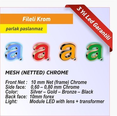 teknik özellikler fileli krom