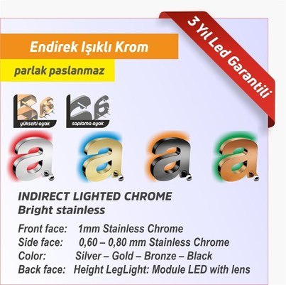 teknik özellikler endirek ışıklı krom