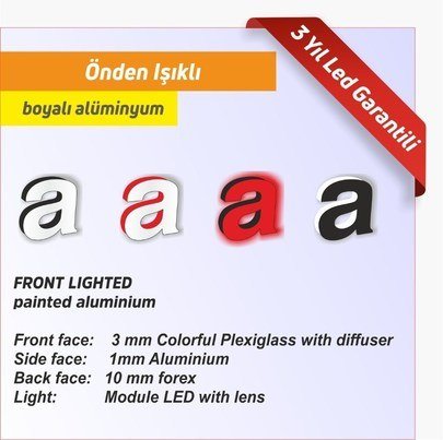 teknik özellikler önden ışıklı alüminyum