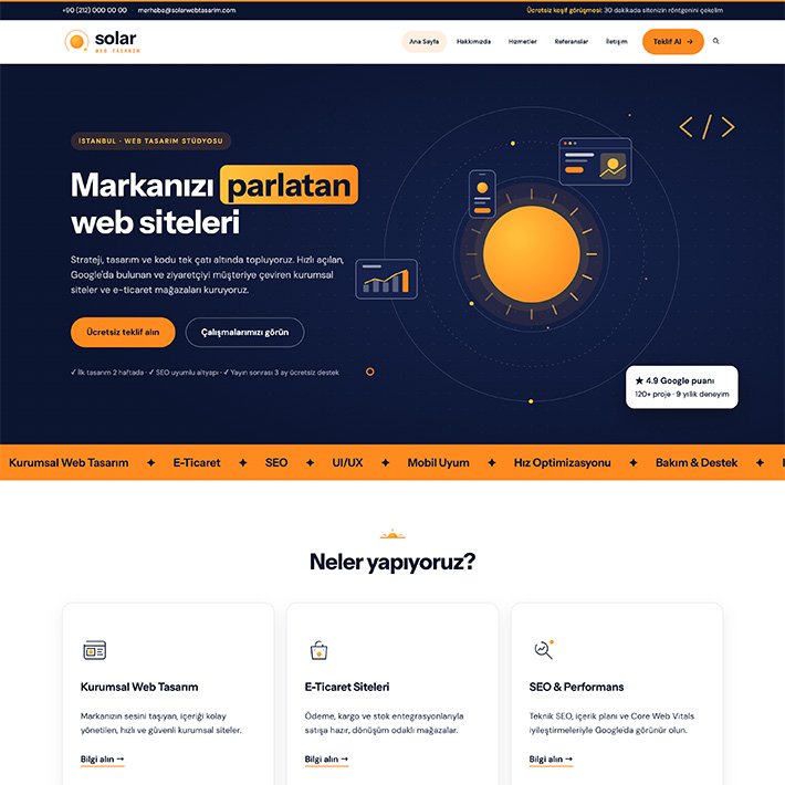 Solar Web Tasarım adlı web tasarım şablonu yazılım şirketleri kategorisinde yayınlanmaktadır.