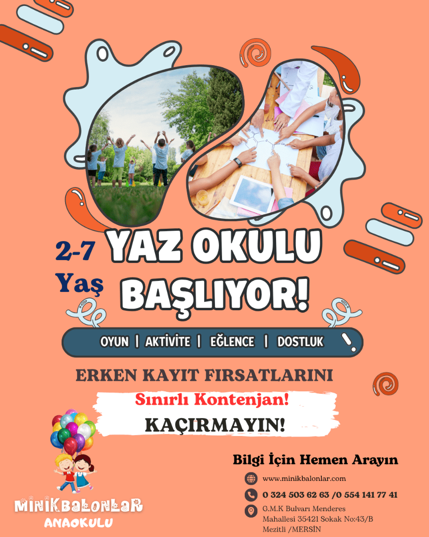 Açık Şeftali Ve Açık Mavi Eğlenceli Yaz Kampı Afişi (A3 Dikey) (