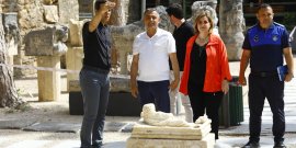 BAŞKAN KARA ANTİK KENT’TE İNCELEMELERDE BULUNDU