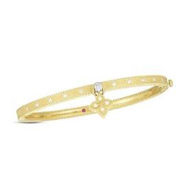 PRINCESS bracelet with charm in 18kt gold and diamonds. slim version diamonds weight (total): 0.30 ct