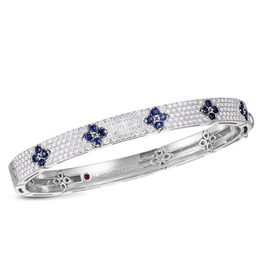 LOVE IN VERONA bangle in 18kt white gold with diamonds and sapphires. full pavè version. Diamonds weight (total): 1.81 ct