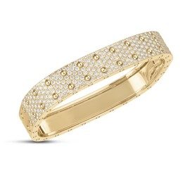 POIS MOI Rigid bracelet in 18kt gold with diamonds. Two row full pavé version. Diamonds weight (total): 3.45 ct