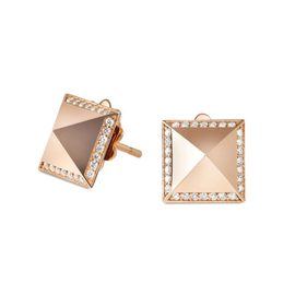 ROCK & DIAMONDS earrings diamonds in 18kt rose gold with diamonds. lobe version. Dimensions of the earring height 10 mm x width 10 mm Diamonds weight (total) 0.29 ct