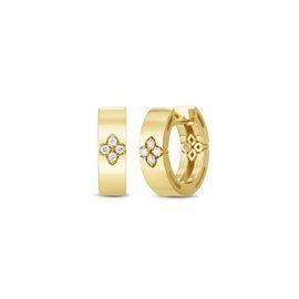 LOVE IN VERONA Earrings in 18kt gold with diamonds. slim version. Size height 14.5mm x width 4.5mm Diamonds weight (total) 0.08 ct