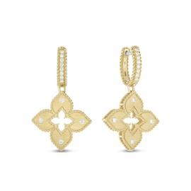 VENETIAN PRINCESS earrings in 18kt gold with diamonds. small version. dimensions length 30 mm x width 20 mm Diamonds weight (total) 0.24 ct