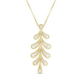 NEW BAROCCO pendant in 18kt yellow gold with diamonds. 18kt yellow gold chain. Size height 45mm x width 20mm Diamonds weight (total) 0.64 ct
